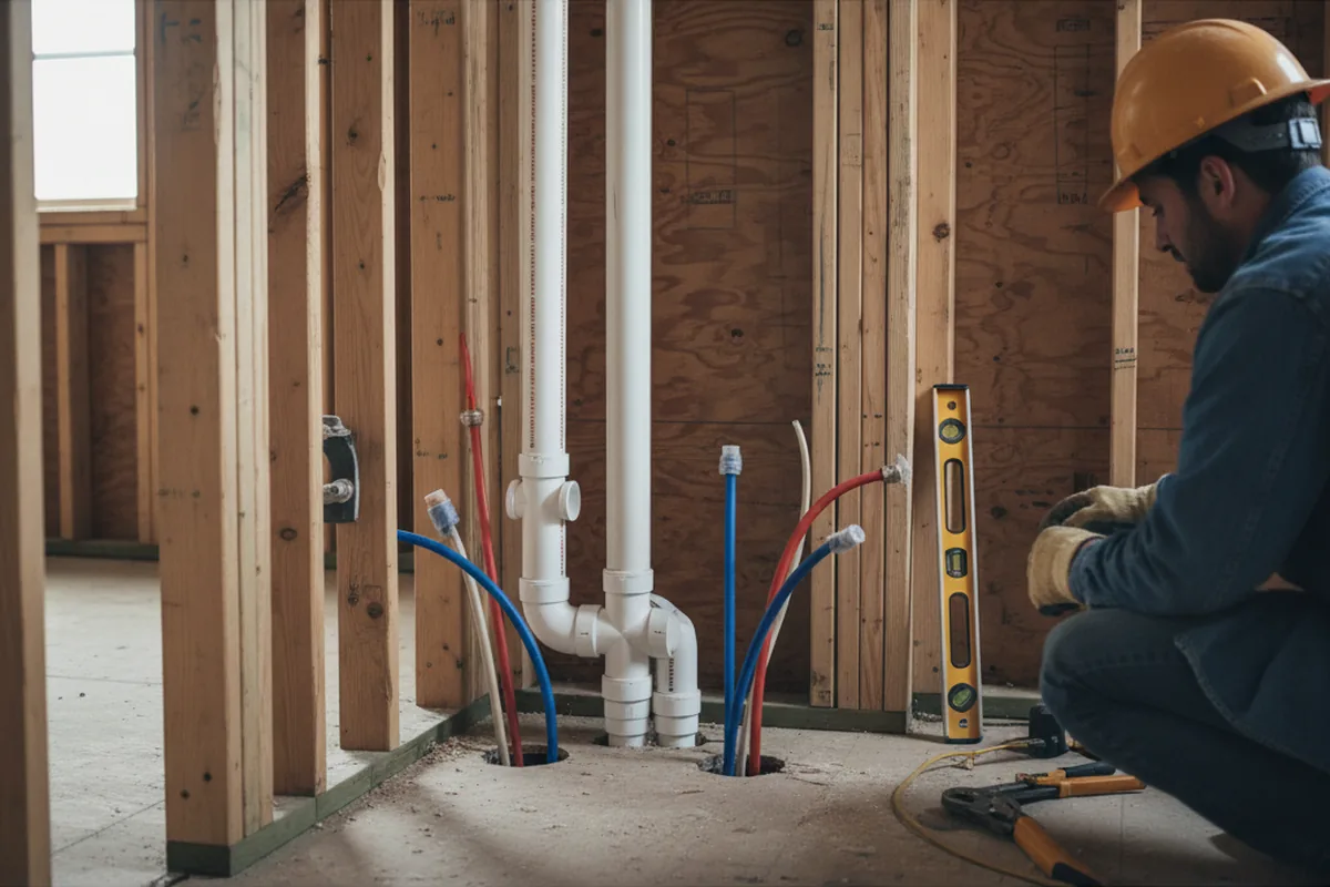 Drain and supply rough-in during Sump Pump Repair in Bainbridge